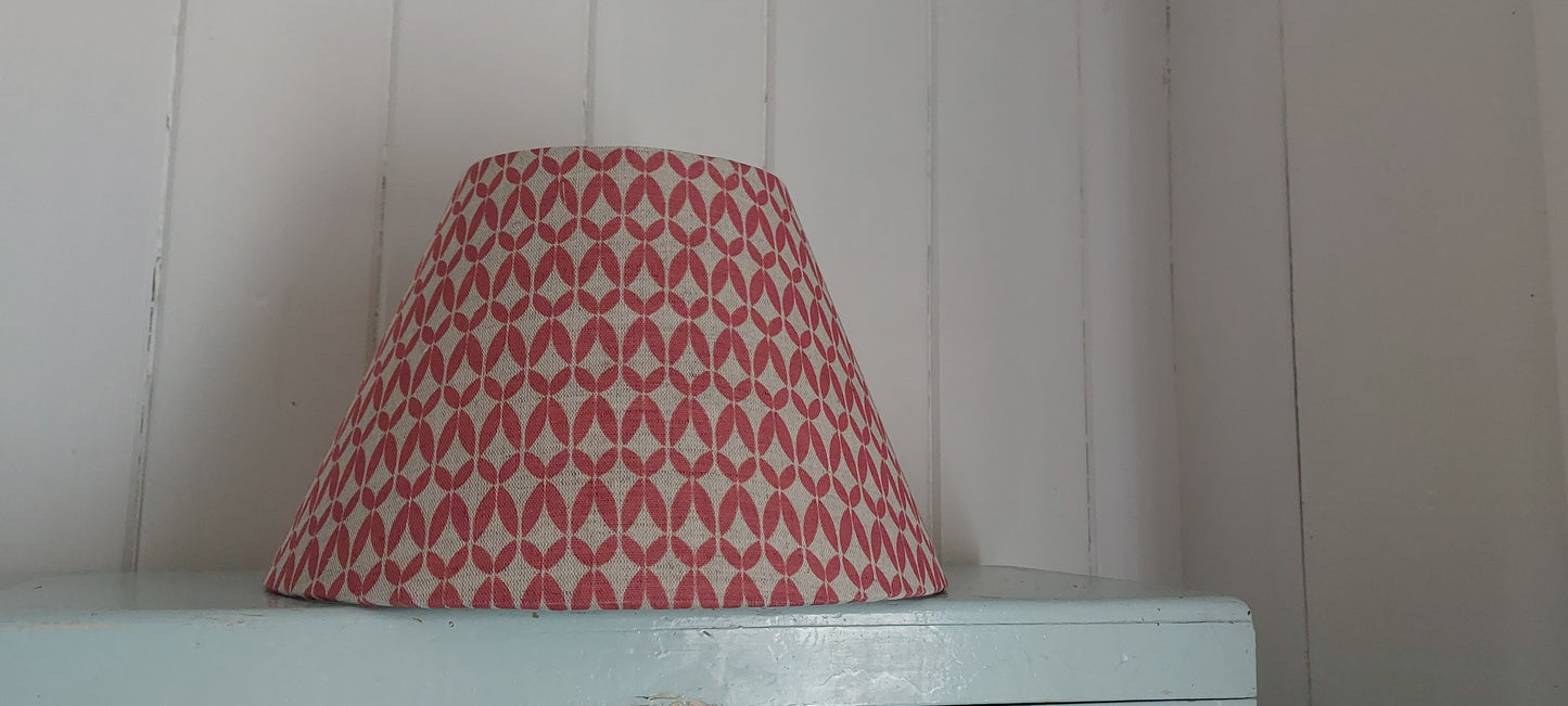 Linen Red handmade  tapered lampshade