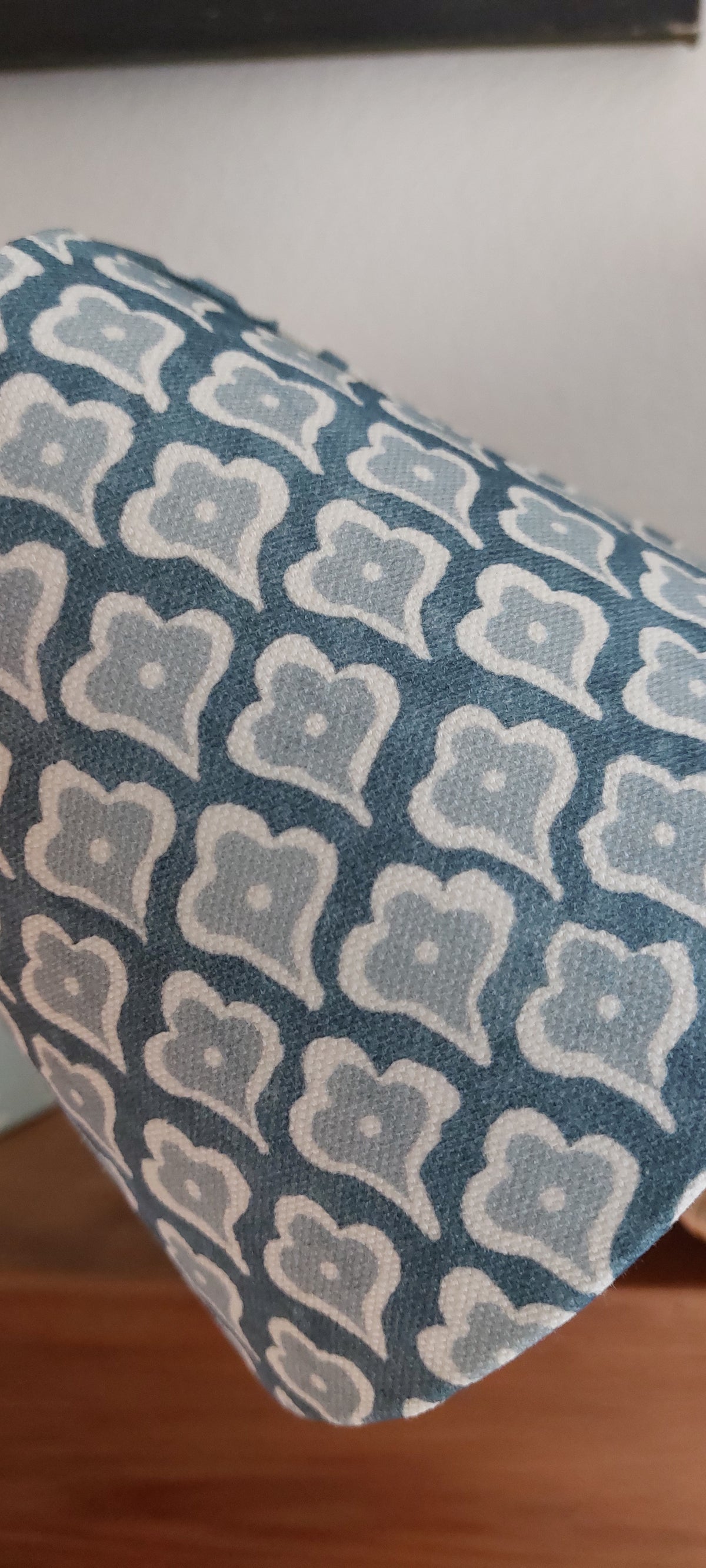 Block print denim blue candle clip lampshade.