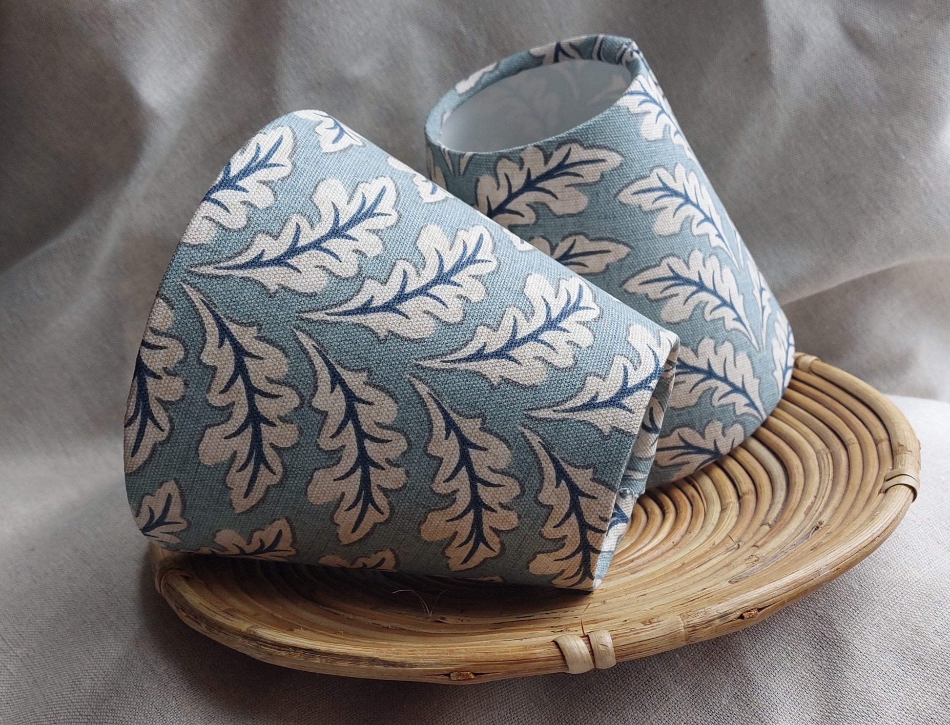 Candle clip lamp shade blue leaves 