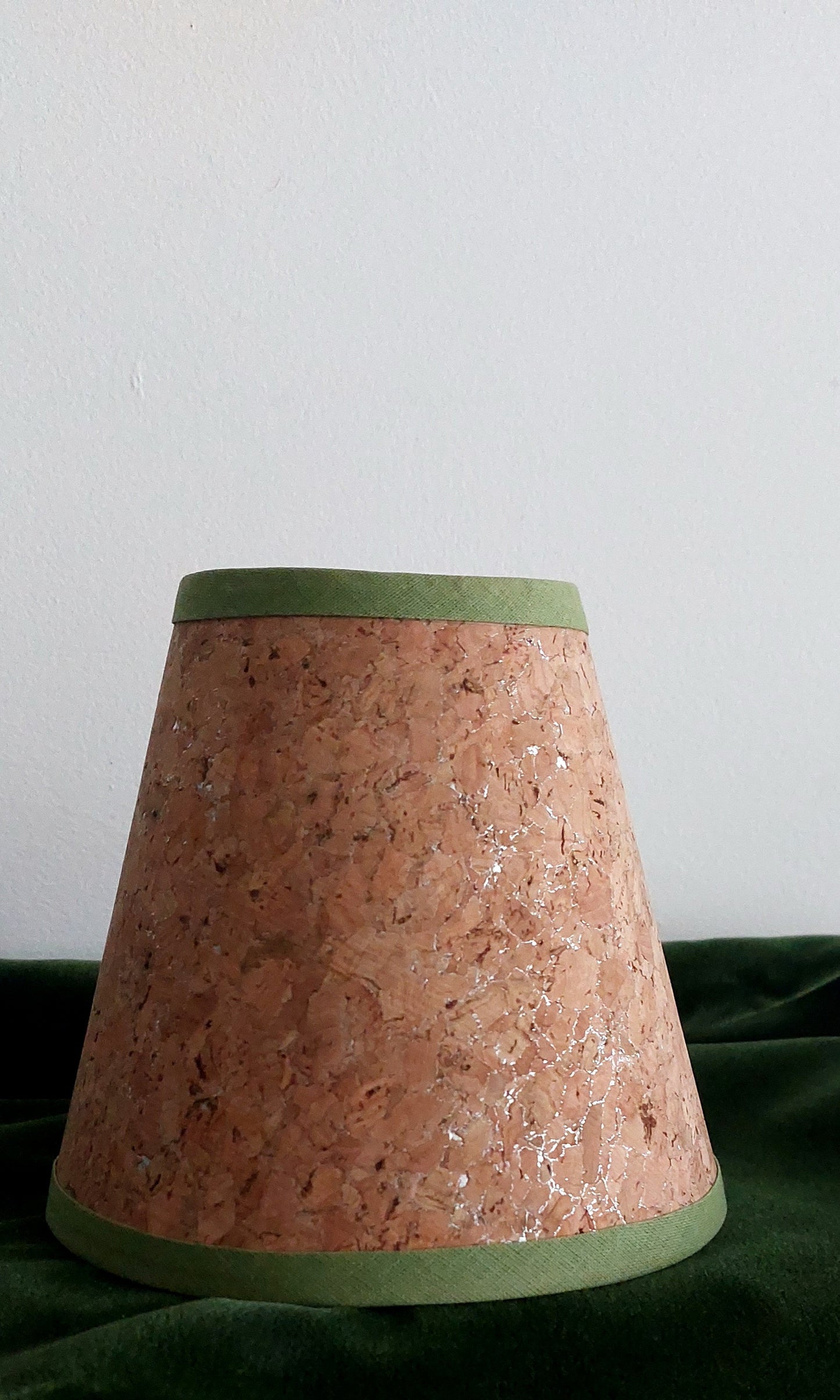 Cork Candle Clip Lampshade with olive trim