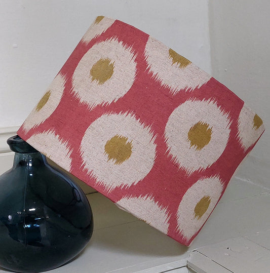 Ikat musrard raspberry  lampshade 