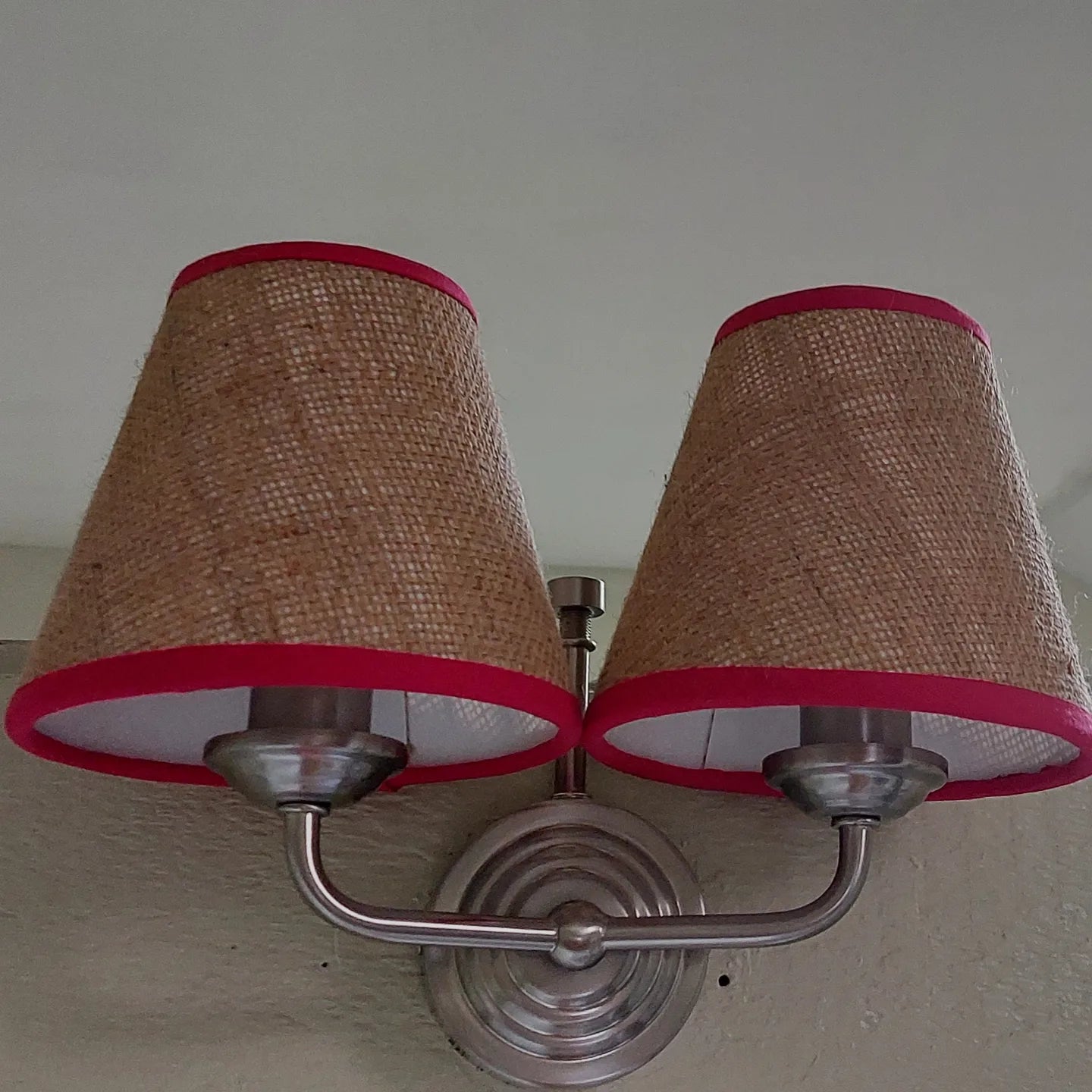 Natural hessian candle clip on lampshade 