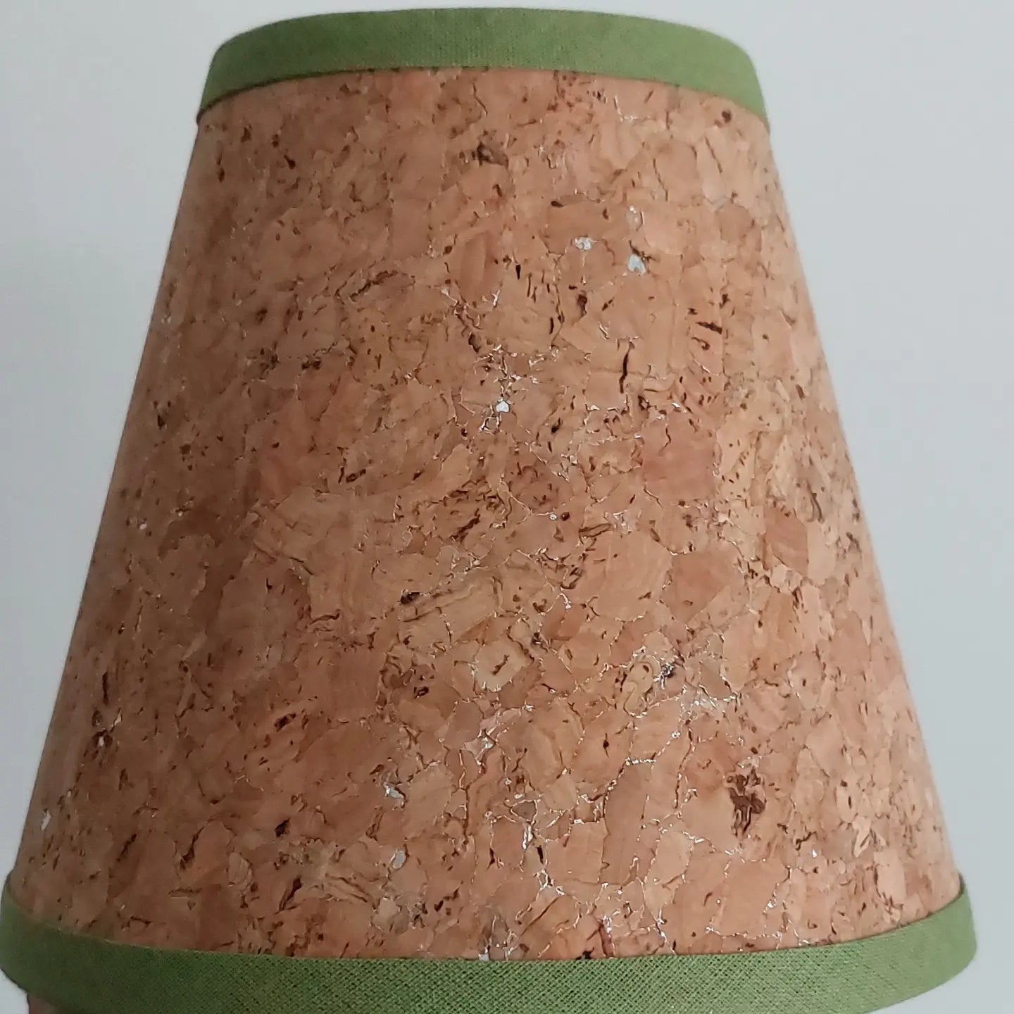 Candle clip lampshade cork olive green trim 