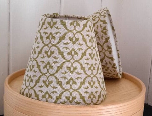 Green linen candle clip lamp shade Uk