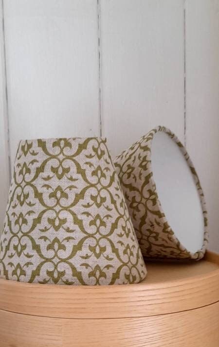 Pure Linen Green Oatmeal Candle Clip  Lampshade for Wall Lights  Chandeliers