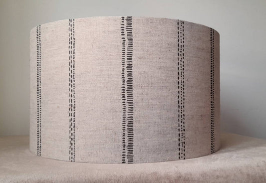 Handmade lampshade charcoal print on natural linen