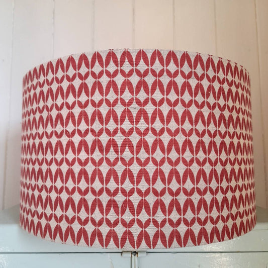 Vintage Linen Red tapered or drum lampshade