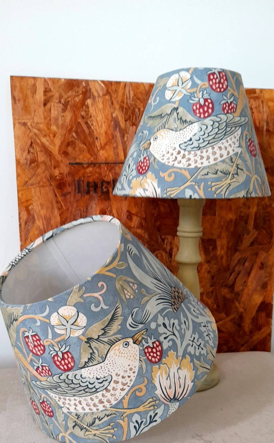 William Morris Blue  Strawberry Thief Lampshade Tapered