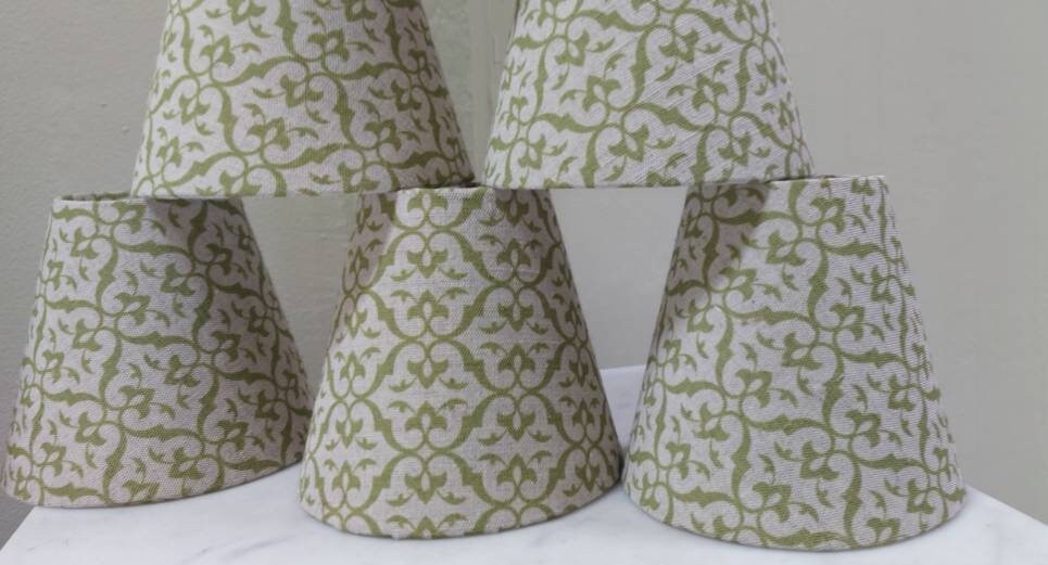 Pure Linen Green Oatmeal Candle Clip  Lampshade for Wall Lights  Chandeliers