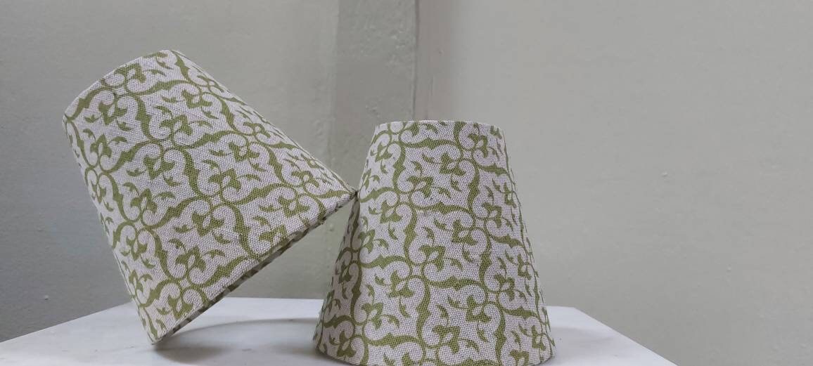 Pure Linen Green Oatmeal Candle Clip  Lampshade for Wall Lights  Chandeliers