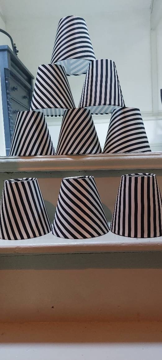 Classic Black Ticking Stripes candle clip lampshade