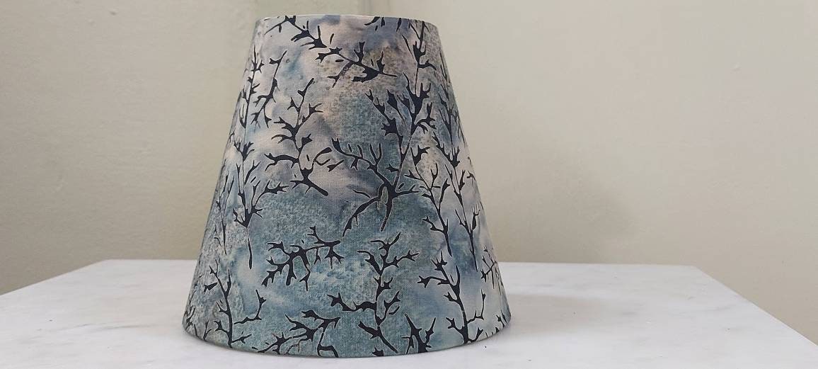 Charcoal Grey Blue Japanese Candle Clip Lampshade