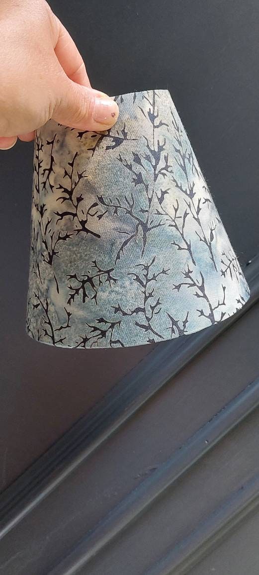 Charcoal Grey Blue Japanese Candle Clip Lampshade