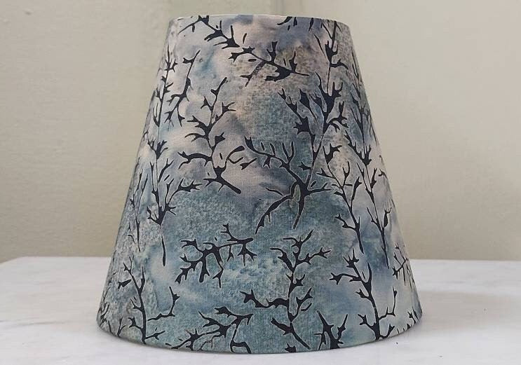 Charcoal Grey Blue Japanese Candle Clip Lampshade