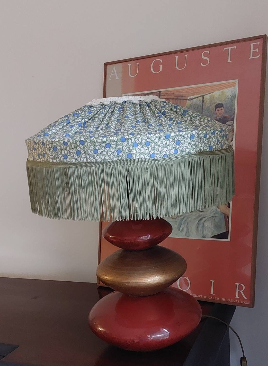 Handsewn Pleated Tiffany Berries Lampshade