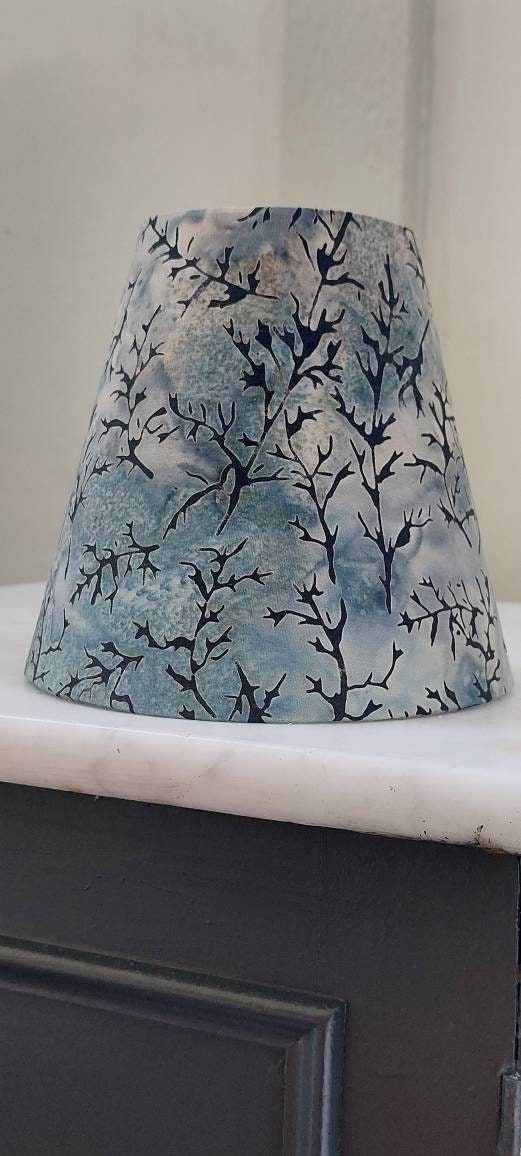 Charcoal Grey Blue Japanese Candle Clip Lampshade