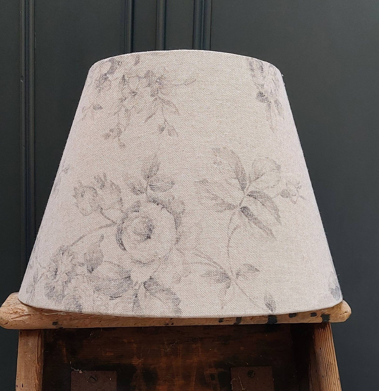 Grey Vintage Roses Linen Handmade  Lampshade Tapered/ Drum