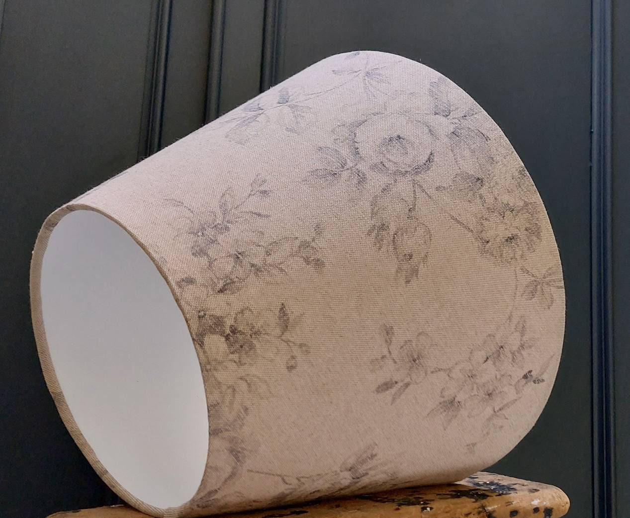 French Linen Vintage Roses Handmade Lampshade