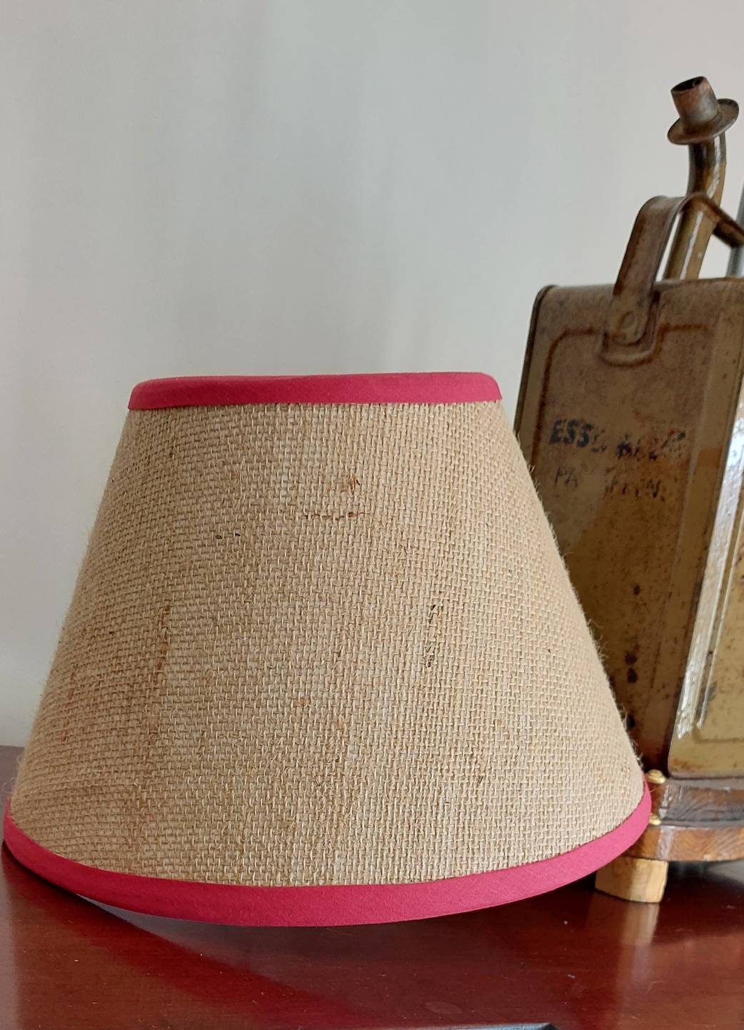 French style hessian lampshade trim color choice tapered or coolie