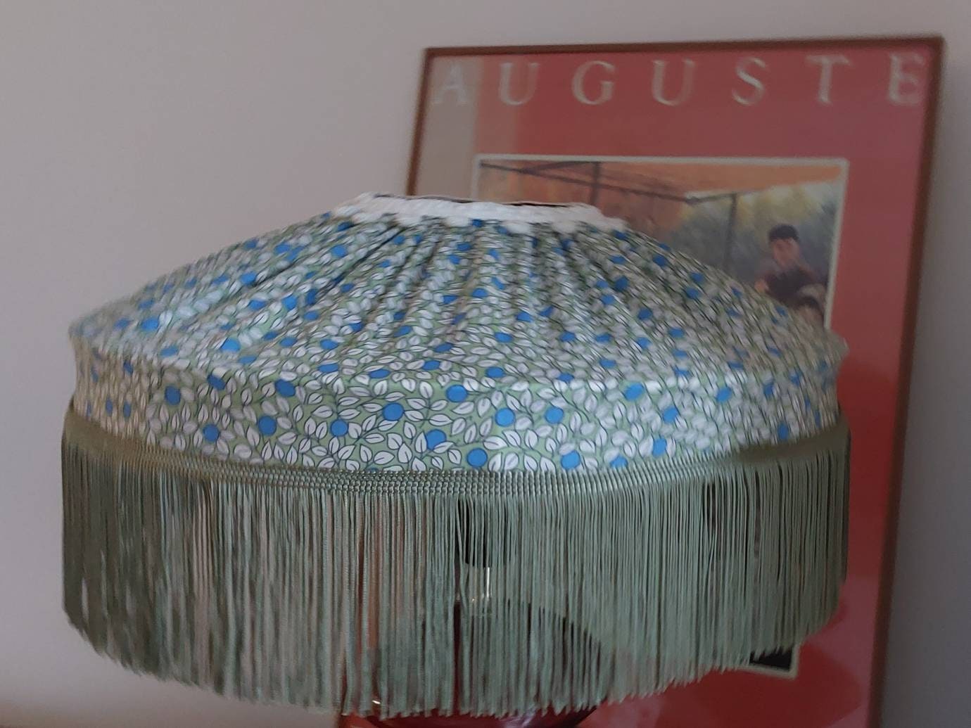 Handsewn Pleated Tiffany Berries Lampshade