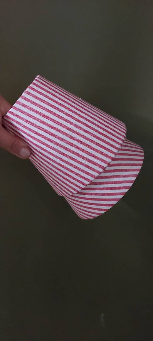 Linen Red Rasberry  Ticking Stipes Candle Clip  Lampshade