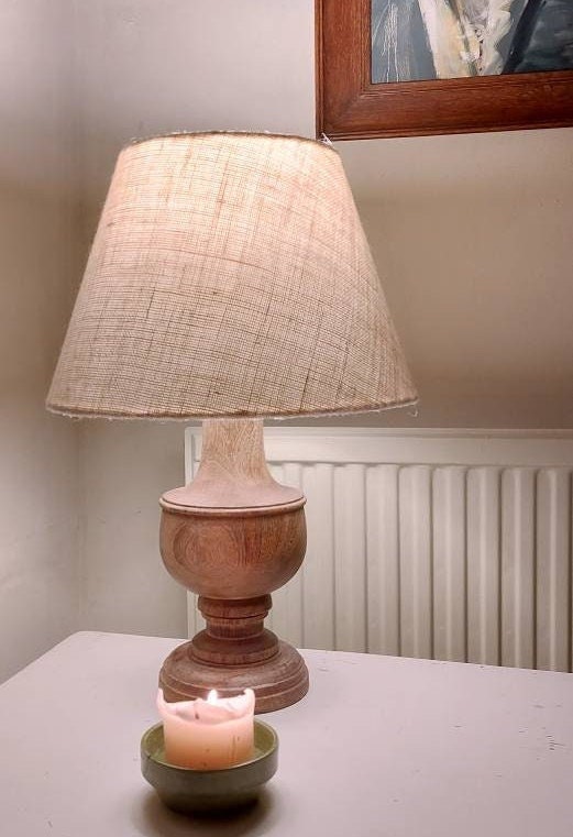 White hessian handmade lamp shade 