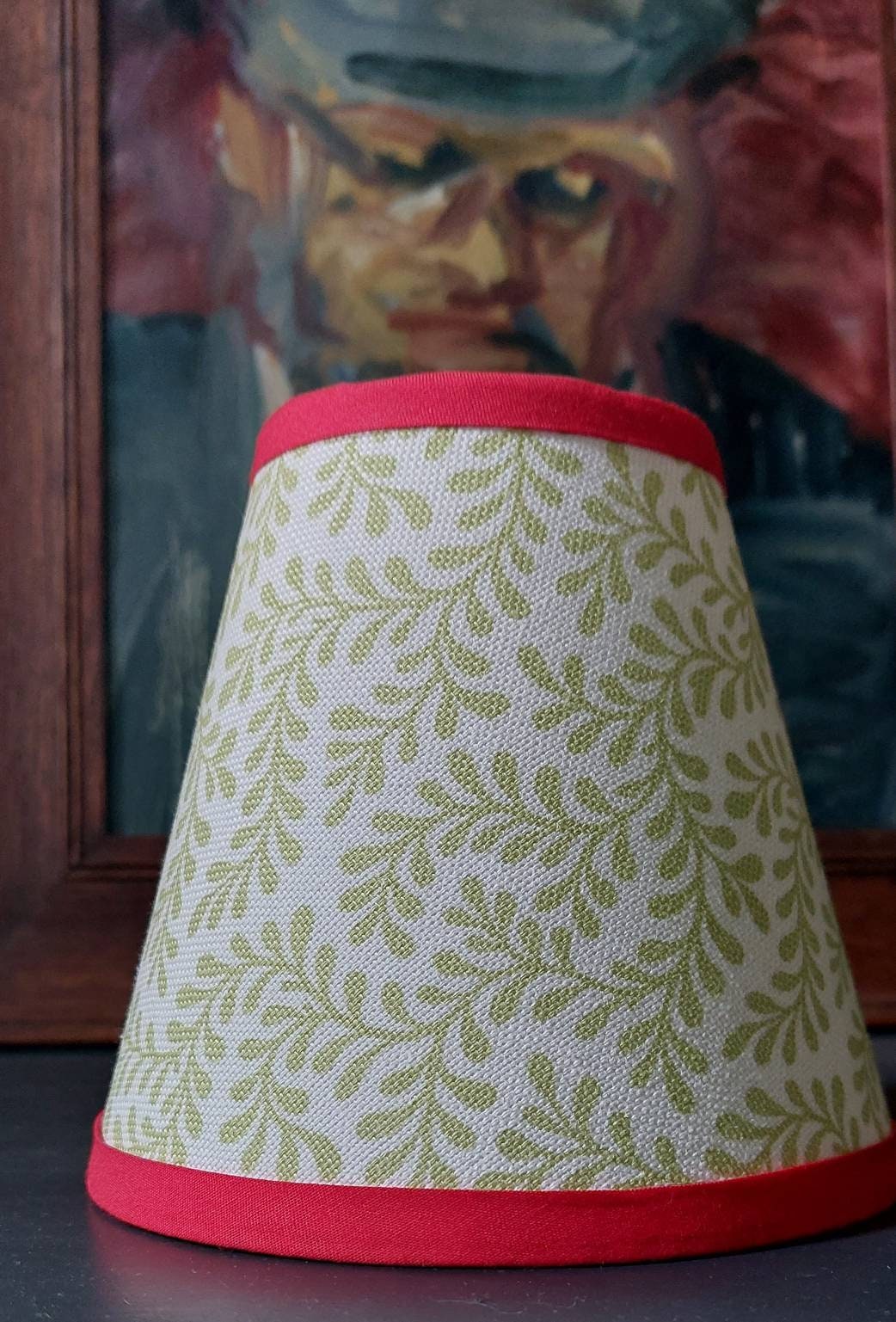 Colefax  green leaves candle clip lampshade 