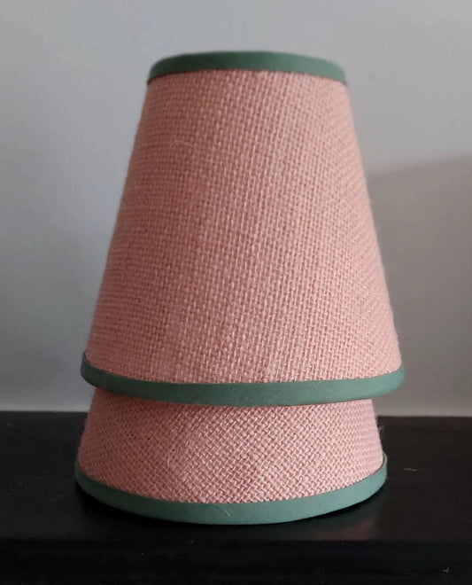 Hessian peach candle clip lampshade 